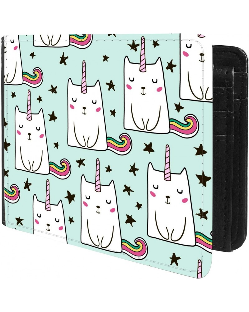 Unique Desige Pattern - Hand drawn cute cats unicorn, Slim Front Pocket Wallet Billfold RFID Blocking $10.42 Wallets