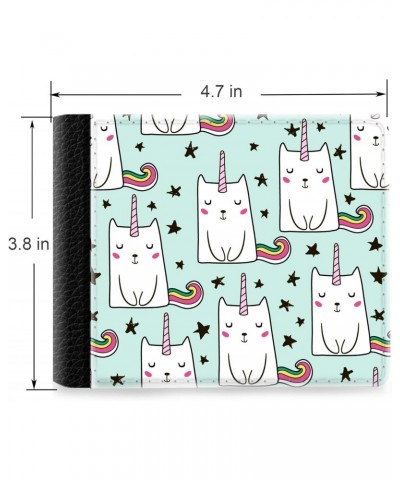 Unique Desige Pattern - Hand drawn cute cats unicorn, Slim Front Pocket Wallet Billfold RFID Blocking $10.42 Wallets