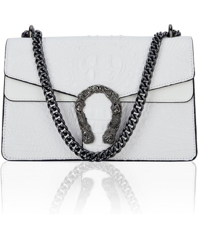 Crossbody Bag and Satchel Purse for Women - Fashion Snake Print Chain Purse Luxury PU Leather HandBag Z-crocodile White $15.3...