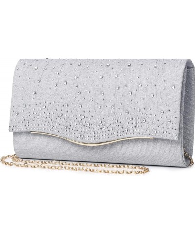 Women Evening Bags Glitter Sequins Clutch Purses for Women Shiny Envelope Handbag Formal Wedding Party Prom Purse Silver 509 ...