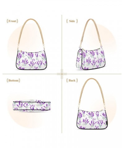 Lavender Flowers Shoulder Bag for Women Clutch Shoulder Purse Chain Bag with Zipper Closure Women's Tote Hobo Handbags Should...