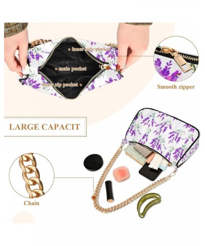 Lavender Flowers Shoulder Bag for Women Clutch Shoulder Purse Chain Bag with Zipper Closure Women's Tote Hobo Handbags Should...