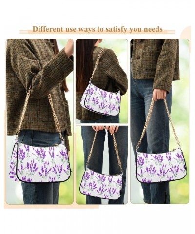 Lavender Flowers Shoulder Bag for Women Clutch Shoulder Purse Chain Bag with Zipper Closure Women's Tote Hobo Handbags Should...