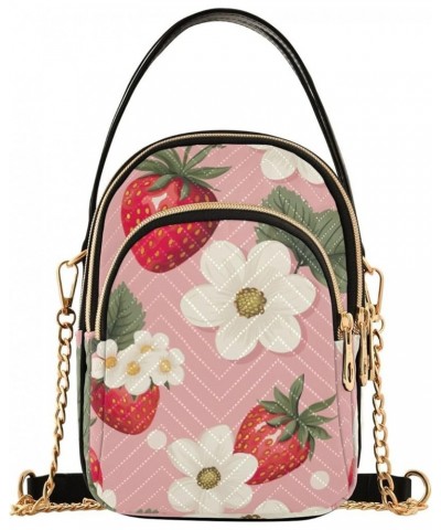 Strawberries and Flowers Women s Crossbody Handbags, Fashionable Crossbody Bags Shoulder Purse Crossbody Strawberries and Flo...