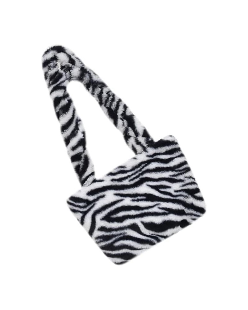 2pcs Girls Animal Fur Women Leopard Faux Winter Bag Pouch Clutch Hand Zebra- Stylish Handbag Pattern White $13.61 Evening Bags