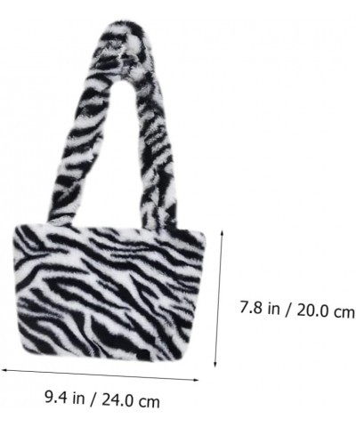 2pcs Girls Animal Fur Women Leopard Faux Winter Bag Pouch Clutch Hand Zebra- Stylish Handbag Pattern White $13.61 Evening Bags