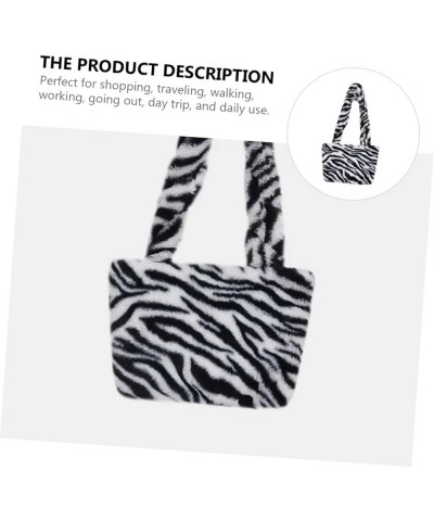 2pcs Girls Animal Fur Women Leopard Faux Winter Bag Pouch Clutch Hand Zebra- Stylish Handbag Pattern White $13.61 Evening Bags