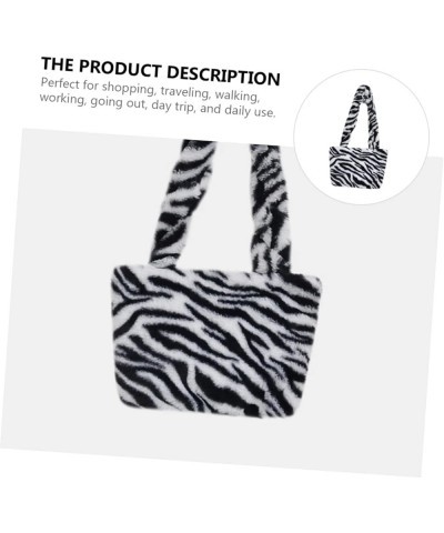 2pcs Girls Animal Fur Women Leopard Faux Winter Bag Pouch Clutch Hand Zebra- Stylish Handbag Pattern White $13.61 Evening Bags