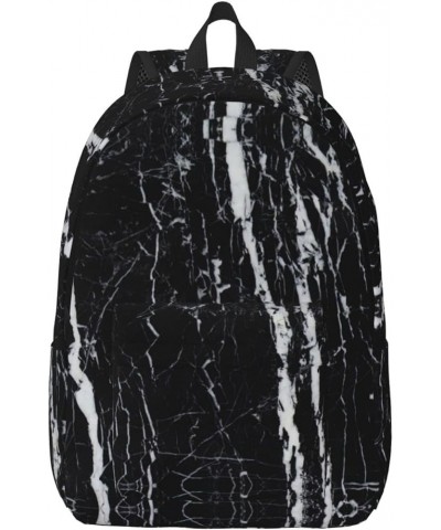 Black And White Marble Print Casual Double Shoulder Daypack,Anti-Theft Travel Canvas Backpack For Men And Women Black Medium ...