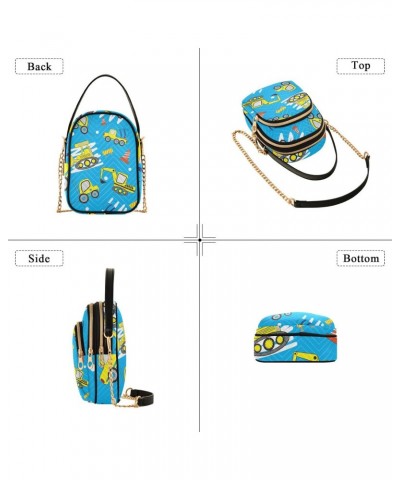 Vehicle Cell Phone Purse Yellow Excavator Cartoon Truck Crossbody Handbag Durable Shoulder Bag Sturdy Travel Pouch Compact Ch...