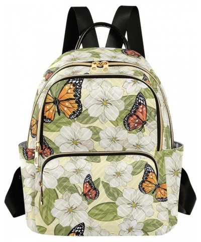 White Flower Butterfly Women's Backpack Purse Causal Daypack Work Travel College Business Trip Bag Shoulder Bag Small $17.99 ...