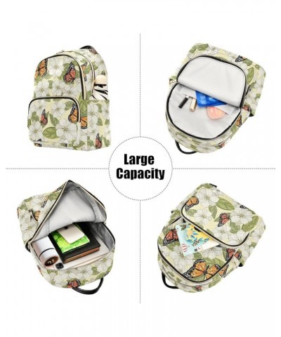 White Flower Butterfly Women's Backpack Purse Causal Daypack Work Travel College Business Trip Bag Shoulder Bag Small $17.99 ...