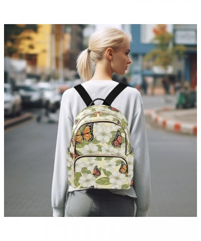 White Flower Butterfly Women's Backpack Purse Causal Daypack Work Travel College Business Trip Bag Shoulder Bag Small $17.99 ...