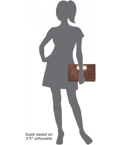 Faux Suede Top Handle Small Leopard Clutch Tan $22.92 Clutches