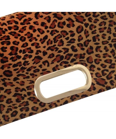 Faux Suede Top Handle Small Leopard Clutch Tan $22.92 Clutches