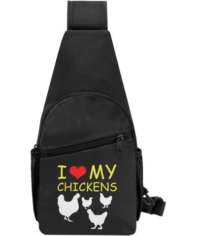 I Love My Chickens Chest Bag Shoulder Bags Crossbody Bag Chest Pocket Black Black $23.11 Crossbody Bags