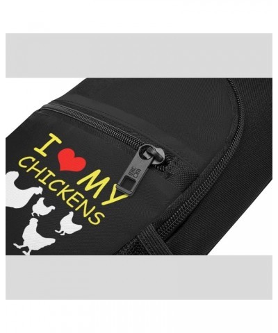 I Love My Chickens Chest Bag Shoulder Bags Crossbody Bag Chest Pocket Black Black $23.11 Crossbody Bags