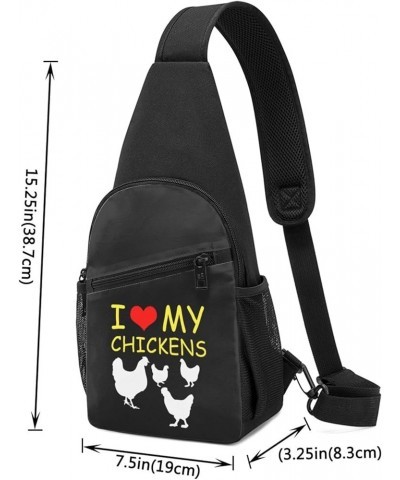 I Love My Chickens Chest Bag Shoulder Bags Crossbody Bag Chest Pocket Black Black $23.11 Crossbody Bags