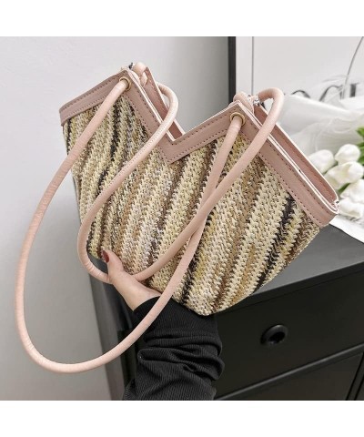 Fashion Straw Tote Bag for Women Girls, Shoulder Handbag Hobo Bag Handwoven Rattan Bag Top-handle Summer Beach Bags Brown $11...