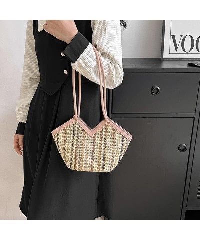 Fashion Straw Tote Bag for Women Girls, Shoulder Handbag Hobo Bag Handwoven Rattan Bag Top-handle Summer Beach Bags Brown $11...