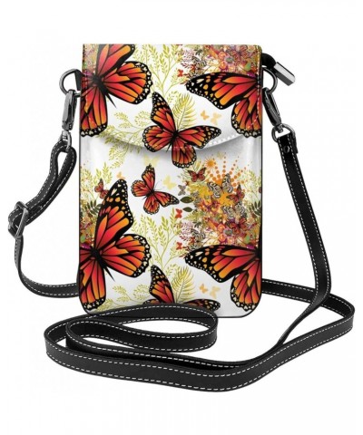 Small Crossbody Phone Bags for Women Leather Cell Phone Purse Lightweight Cell Phone Wallet Girls Flower Butterflies $17.96 C...