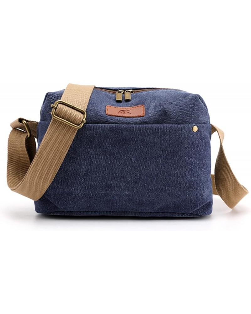 Medium Messenger Bag for Women Casual Crossbody Shoulder Work Bag Canvas Satchel for Traveling Camping Blue $21.99 Satchels