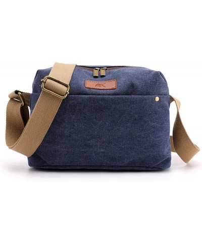 Medium Messenger Bag for Women Casual Crossbody Shoulder Work Bag Canvas Satchel for Traveling Camping Blue $21.99 Satchels