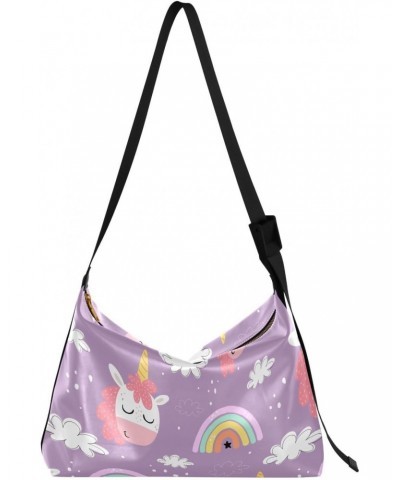 Unicorn Rainbow Cloud Soft PU Leather Shoulder Bag for Women Stylish Ladies Crossbody Purse with Zipper Closure Clutch Purse ...