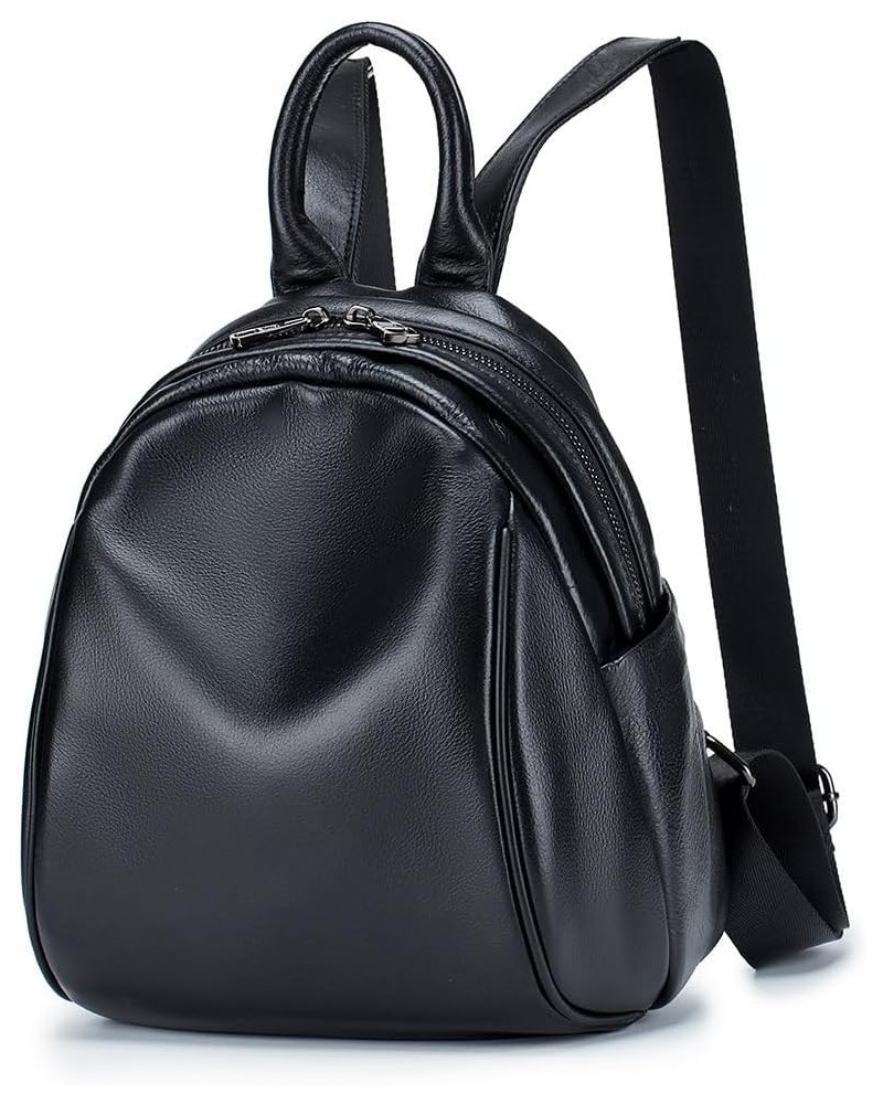 Women's stylish simple leather backpack (COFFEE) Black $33.17 Backpacks