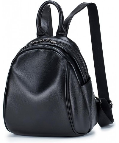 Women's stylish simple leather backpack (COFFEE) Black $33.17 Backpacks