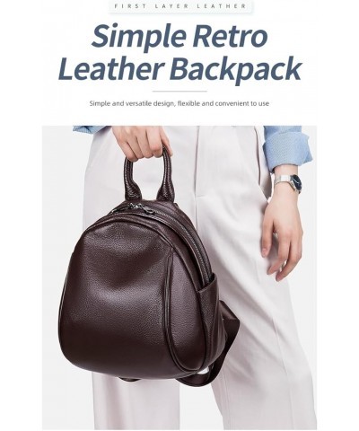 Women's stylish simple leather backpack (COFFEE) Black $33.17 Backpacks