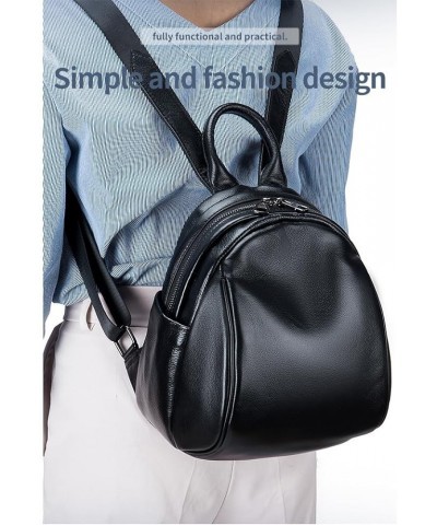 Women's stylish simple leather backpack (COFFEE) Black $33.17 Backpacks