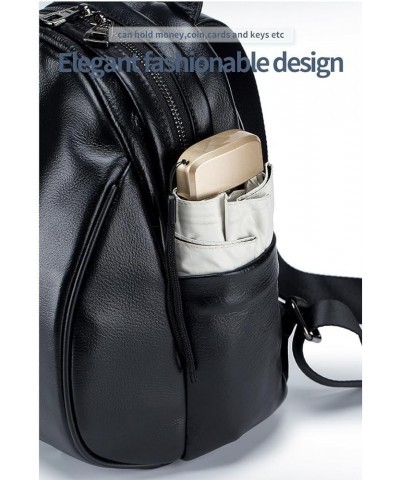 Women's stylish simple leather backpack (COFFEE) Black $33.17 Backpacks