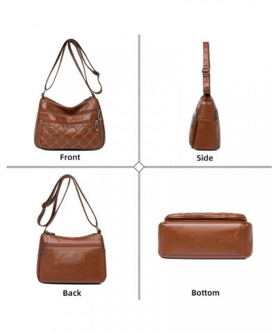 Crossbody Bag for Women Leather Shoulder Handbag Multi-Pockets Top Handle Satchel Tote Purse for Work Travel Dating Brown $21...