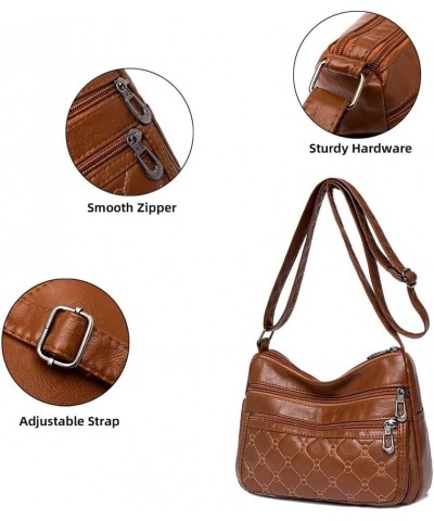 Crossbody Bag for Women Leather Shoulder Handbag Multi-Pockets Top Handle Satchel Tote Purse for Work Travel Dating Brown $21...