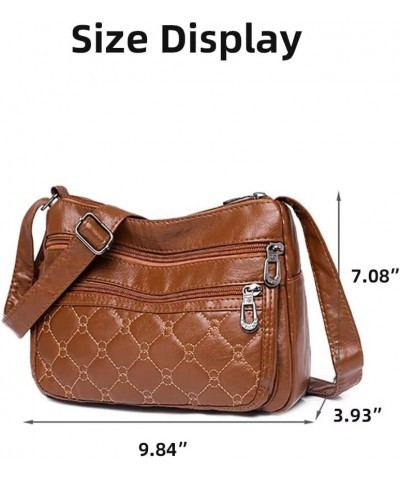 Crossbody Bag for Women Leather Shoulder Handbag Multi-Pockets Top Handle Satchel Tote Purse for Work Travel Dating Brown $21...