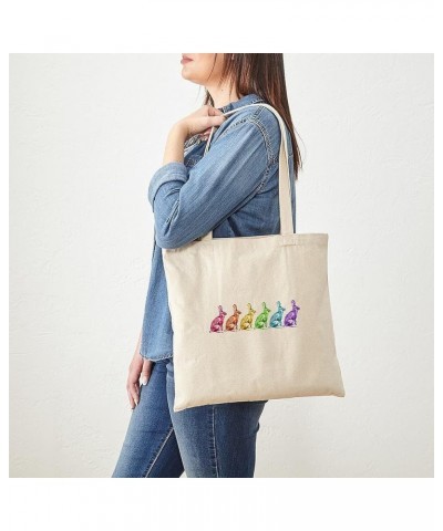 The White Rabbit Alice In Wonderland Tile Tote Bag Natural Canvas Tote Bag, Cloth Shopping Bag Rainbow Rabbits Tote Bag $9.27...