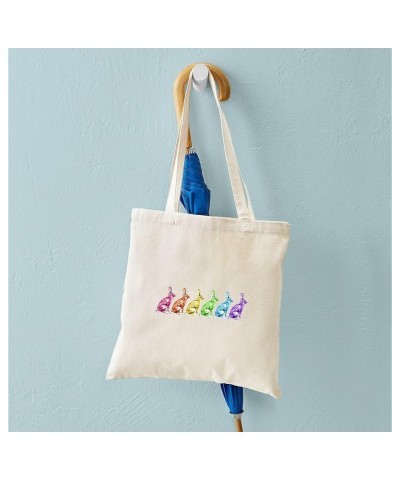 The White Rabbit Alice In Wonderland Tile Tote Bag Natural Canvas Tote Bag, Cloth Shopping Bag Rainbow Rabbits Tote Bag $9.27...