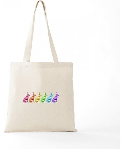 The White Rabbit Alice In Wonderland Tile Tote Bag Natural Canvas Tote Bag, Cloth Shopping Bag Rainbow Rabbits Tote Bag $9.27...