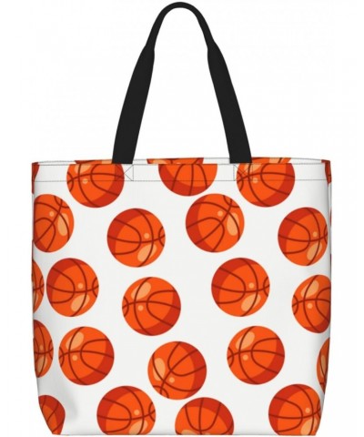 Women'S Soft Tote Shoulder Bag Cartoon-Basketball-Ball Foldable Travel Purse With Zipper Closure $11.66 Totes