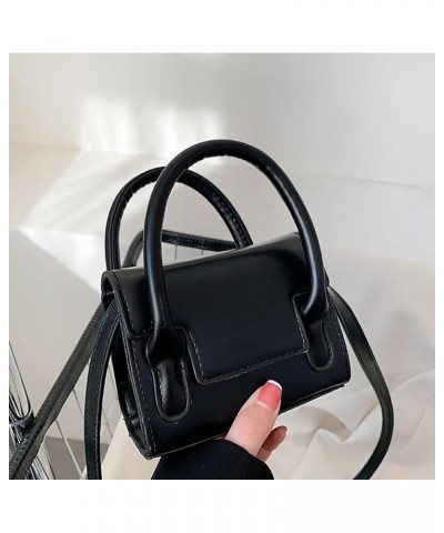 PU Leather Flap Mini Square Bag For Women, Stylish Simple Synthetic Crossbody Purse, Cute Styling Top-Handle Clutch Handbag B...