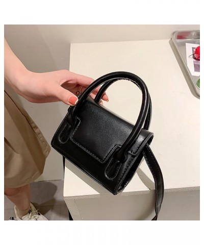 PU Leather Flap Mini Square Bag For Women, Stylish Simple Synthetic Crossbody Purse, Cute Styling Top-Handle Clutch Handbag B...