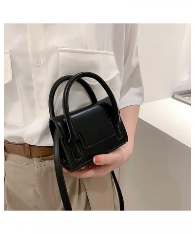 PU Leather Flap Mini Square Bag For Women, Stylish Simple Synthetic Crossbody Purse, Cute Styling Top-Handle Clutch Handbag B...