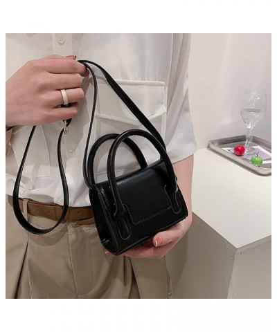 PU Leather Flap Mini Square Bag For Women, Stylish Simple Synthetic Crossbody Purse, Cute Styling Top-Handle Clutch Handbag B...