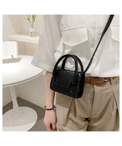 PU Leather Flap Mini Square Bag For Women, Stylish Simple Synthetic Crossbody Purse, Cute Styling Top-Handle Clutch Handbag B...