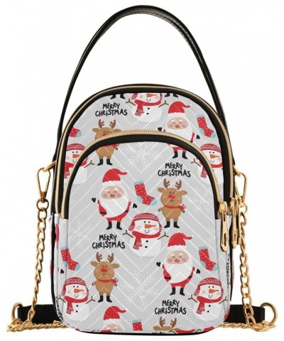 Christmas Snowman Santa Multi Pockets Crossbody Bags for Women Zip Cell Phone Purse Wallet Bag with Detachable Shoulder Strap...