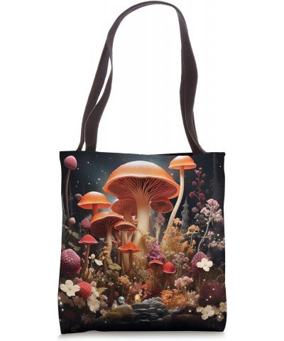 Mushrooms Flowers Celestial Elements Graphic Tote Bag $12.74 Totes