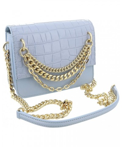 Class Light Blue Croc Embossed Medium Milano Chain Shoulder Bag for womens $85.21 Shoulder Bags