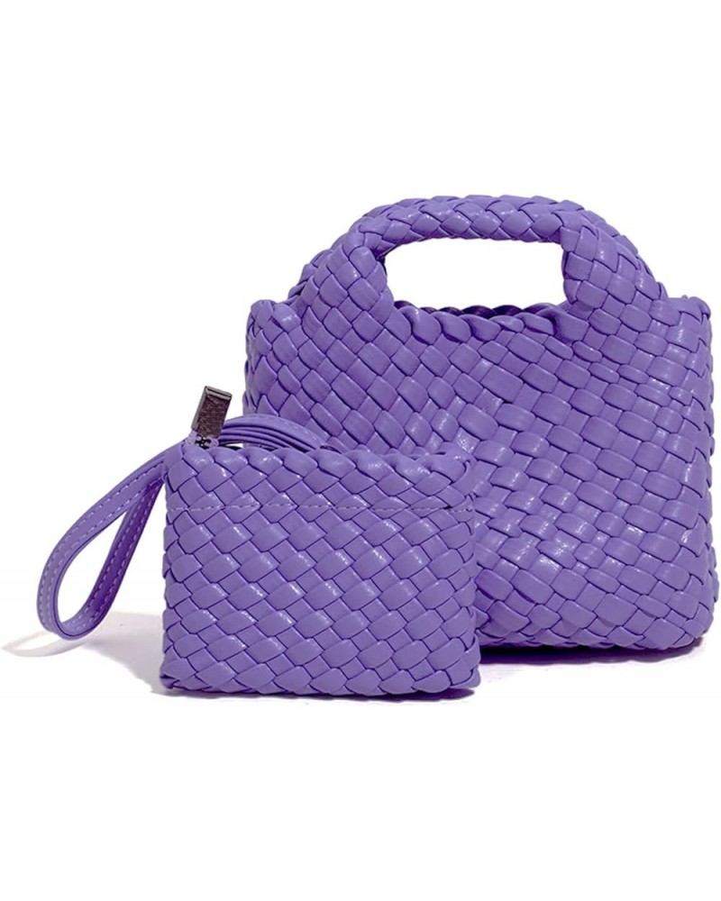 Woven Bag for Women with Coin Purse Fashion Handbag Female Shoulder Bag Foldable Chain Small Tote Crossbody Bags Dark Purple ...