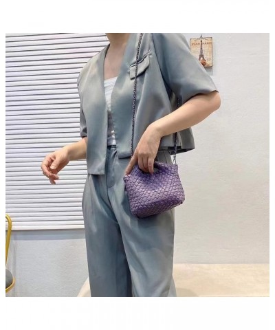 Woven Bag for Women with Coin Purse Fashion Handbag Female Shoulder Bag Foldable Chain Small Tote Crossbody Bags Dark Purple ...